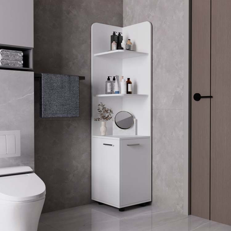 Klay 2 Door 4 Shelf Tall Storage Cabinet White