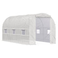 Outsunny 15' X 7' X 7' Walk In Tunnel Greenhouse, Large Garden Hot House Kit With 6 Roll Up Windows & Roll Up Door, Steel Frame, White