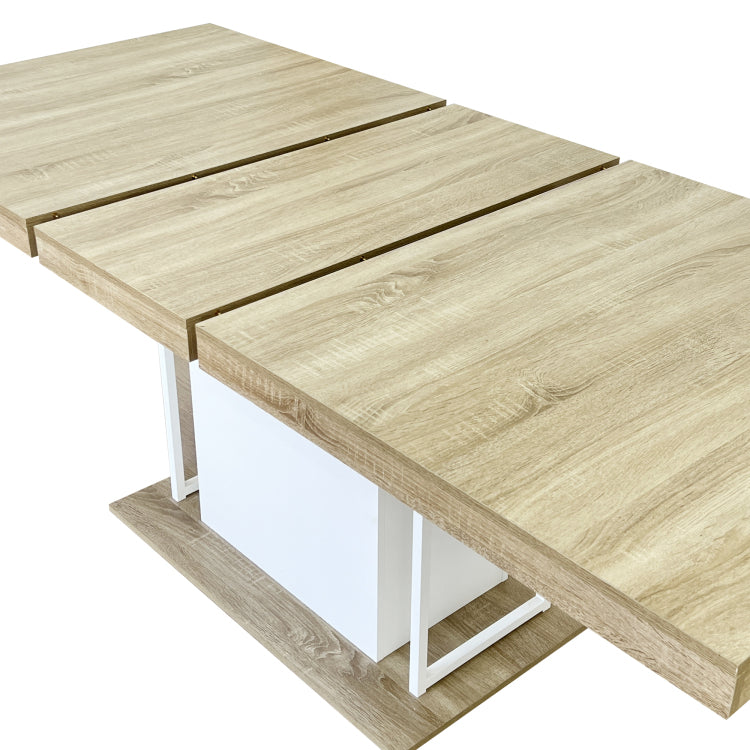 Rectangle Extendable Dining Table For 6 10 People Aged Effect Wood 160 200 Cm