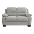 Plush Seating Comfortable Loveseat 1Pc Gray Textured Fabric Channel Tufting Solid Wood Frame Modern Living Room Furniture