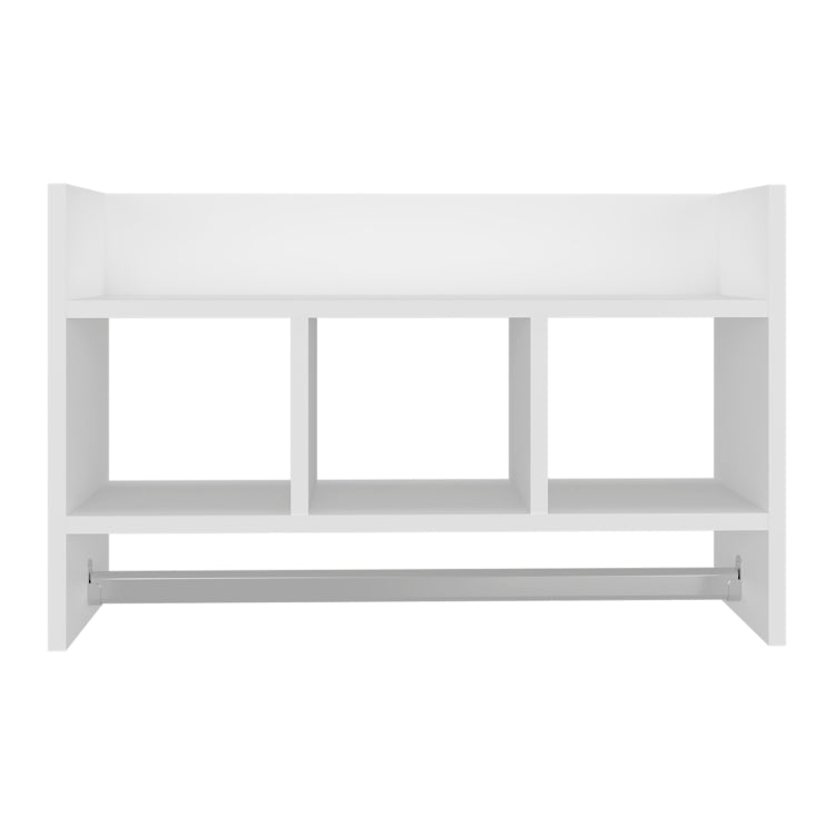 Franklin Bath Shelf With Towel Bar, Open Shelves, And Storage Space For Bathroom Items, White