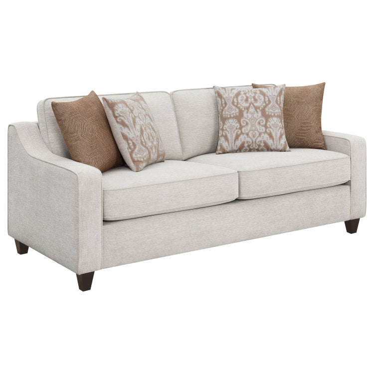 Mahaffey Christine Beige Upholstered Sloped Arm Sofa
