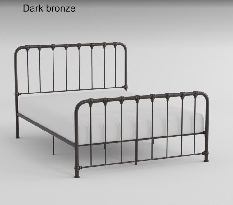 Metal Bed Dark Bronze Finish Full Platform Bed 1Pc, Bed In A Box
