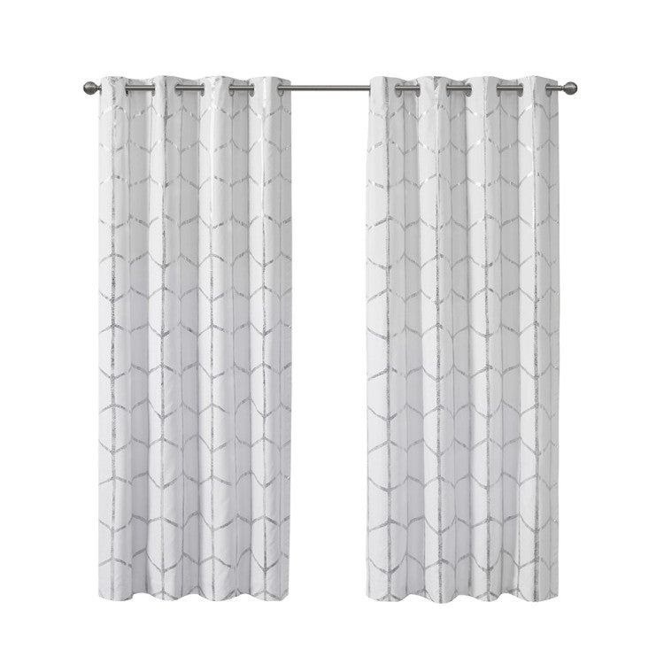 Total Blackout Metallic Print Grommet Top Curtain Panel Only 1 Pc Panel