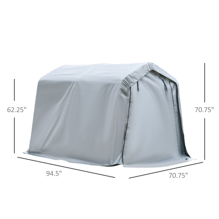 Outsunny 6' X 8' Carport Portable Garage, Heavy Duty Storage Tent, Patio Storage Shelter W Anti Uv Pe Cover And Double Zipper Doors, For Motorcycle Bike Garden Tools, Light Gray