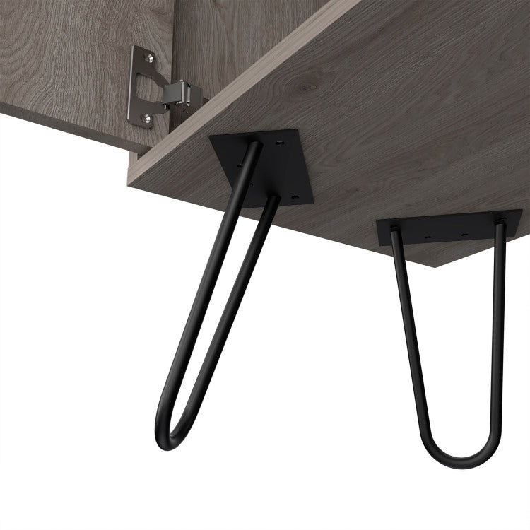 Sheffield L Bar C, Two Cabinet, Hairpin Legs, Eight Cubbies For Liquor