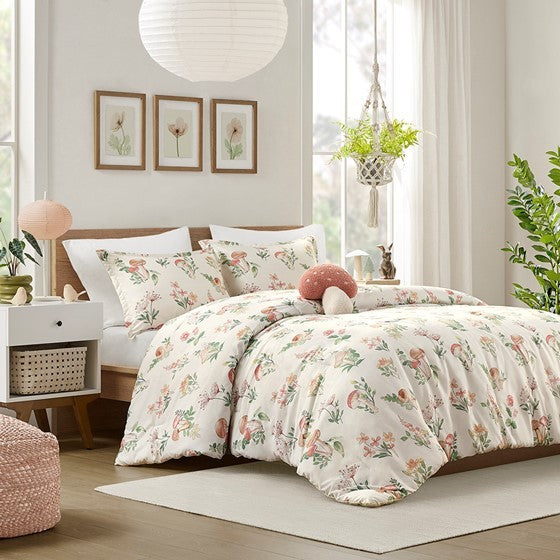 Full Queen Mushroom Garden Comforter Set