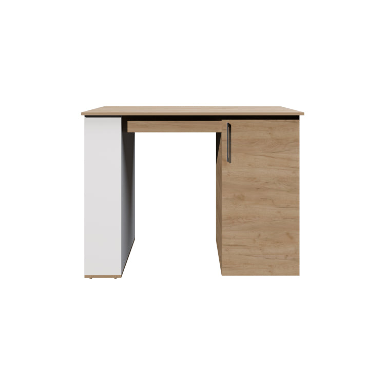 Allen 47" Wide Kitchen Island One Cabinet And Five Shelves, Bar Table, Dinning Table. Pub Table White Natural Oak