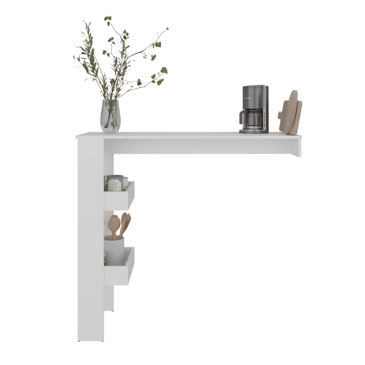 Aurora Bar Table With Storage Shelf, Modern Design For Home Bar, Kitchen Or Dining Room, White