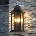 Outdoor Wall Lantern 2 Light, 22" Large Outside Wall Sconce, Modern Black Wall Light Fixture With Glass, Waterproof Exterior Lamp For House, Porch, Garage Bulbs Not Included