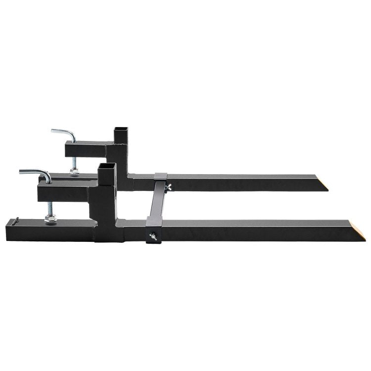 Pallet Forks, 2000 Lbs Clamp On Pallet Forks, 43" Total Length Tractor Bucket Forks With Adjustable Stabilizer Bar, Heavy Duty Pallet Forks For Tractor Attachments, Skid Steer, Loader Bucket
