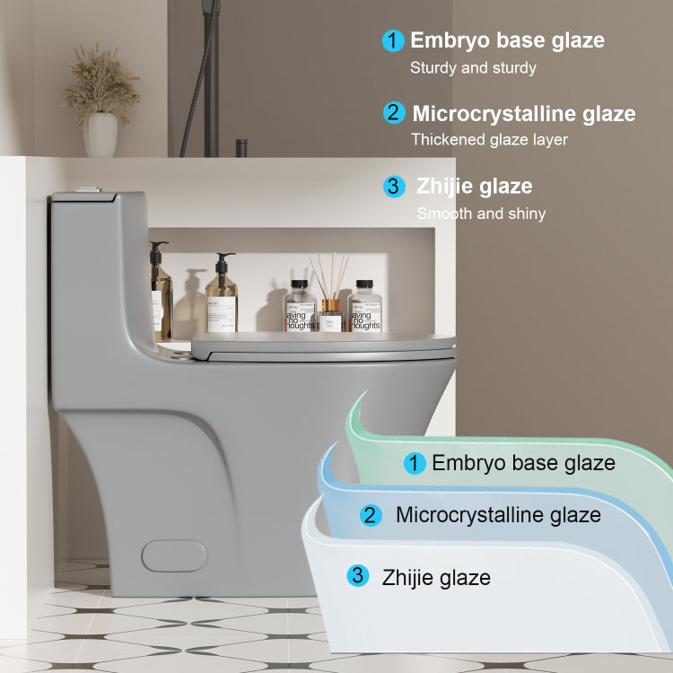 1.1 1.6 Gpf Tornado Flush One Piece Toilet Elongated, Siphonic S Trap 12",Soft Closing Seat, Button On Tank Top ,Powerful Dual Flush Map 1000G, Comfort Chair Seat Ada Height 17", Light Gray Lg 002