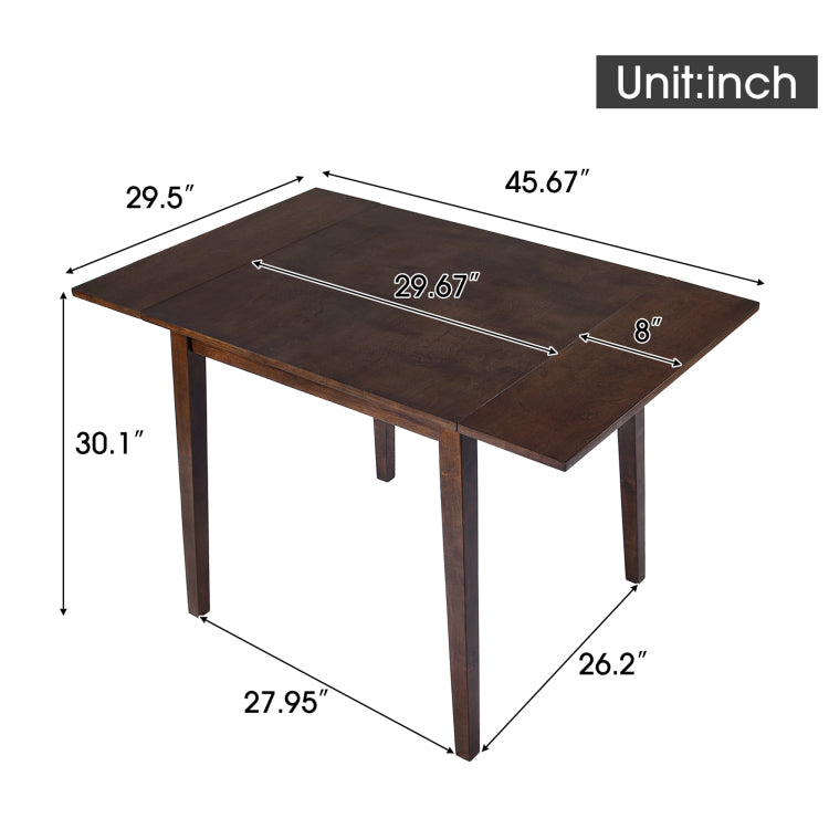 29" 45" Extendable Dining Table For 4, Folding Kitchen Table With Rubberwood Legs, Space Saving Dinner Table For Living Room, Kitchen, Dining Room, Small Space Only Table