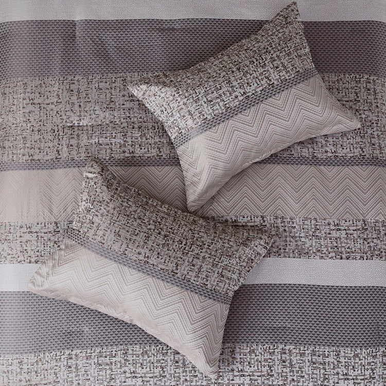 7 Piece Jacquard Comforter Set Grey Taupe Queen