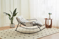 Rocking Chair With Extra Wide Technical Leather Upholstered Gliding Chair Boucle Reclining Chair, Modern Accent Chair For Living Room Nursery Bedroom White