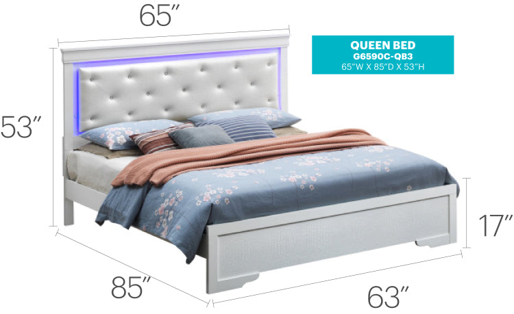 Elegant Silver Champagne Queen Bed
