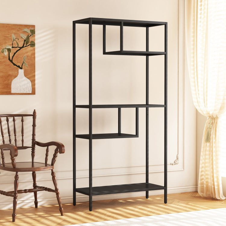 Modern Storage Shelf With 4 Compartments & Metal Legs, Freestanding Organizer,Book Shelves Display Shelves For Living Room, Bedroom, Home Office