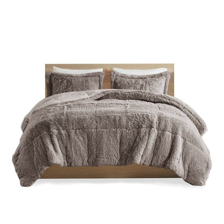 Full Queen Shaggy Long Fur Comforter Mini Set