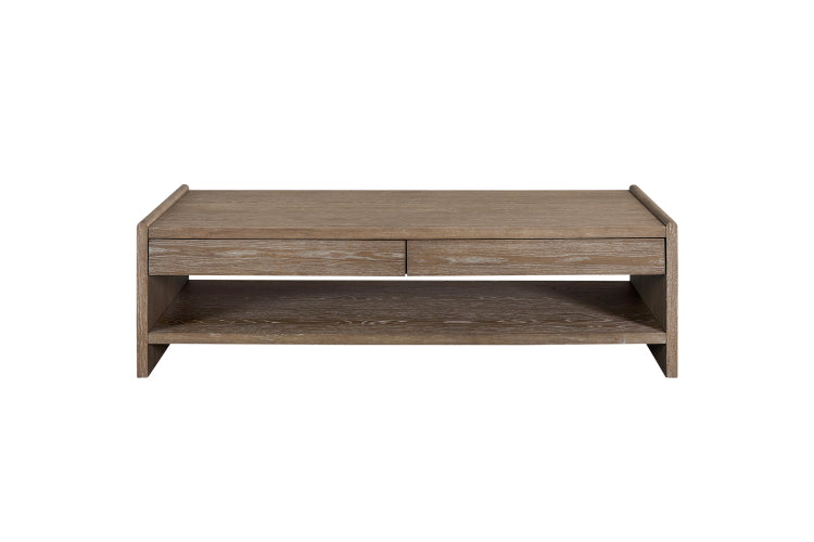 Wood Top 2 Drawer Cocktail Table Cocoa