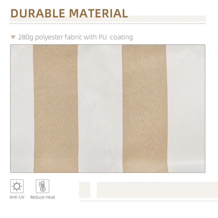 Outsunny 12' X 10' Retractable Awning Patio Awnings Sun Shade Shelter With Manual Crank Handle, 280G M Uv & Water Resistant Fabric And Aluminum Frame For Deck, Balcony, Yard, Beige And White