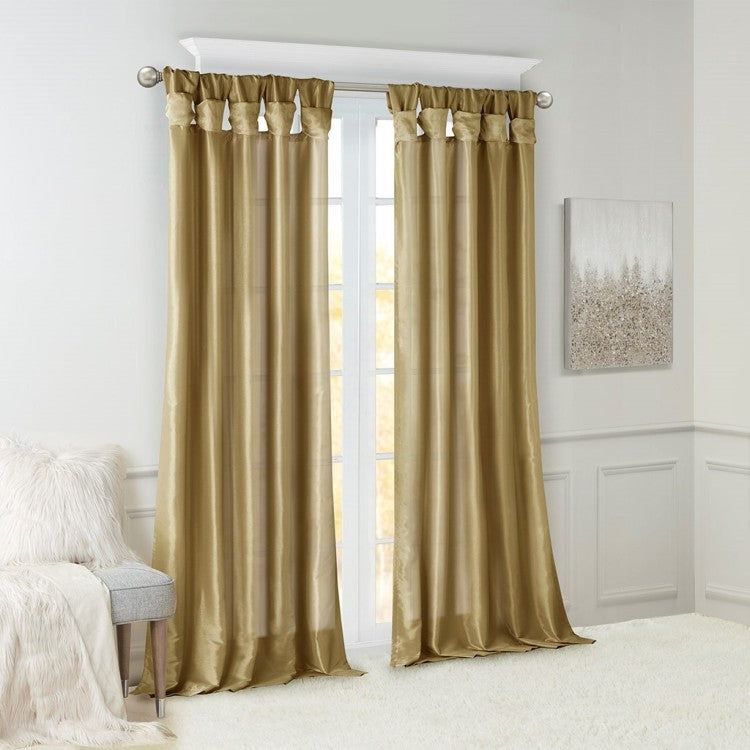 Twist Tab Lined Window Curtain Panel Bronze 50X84"