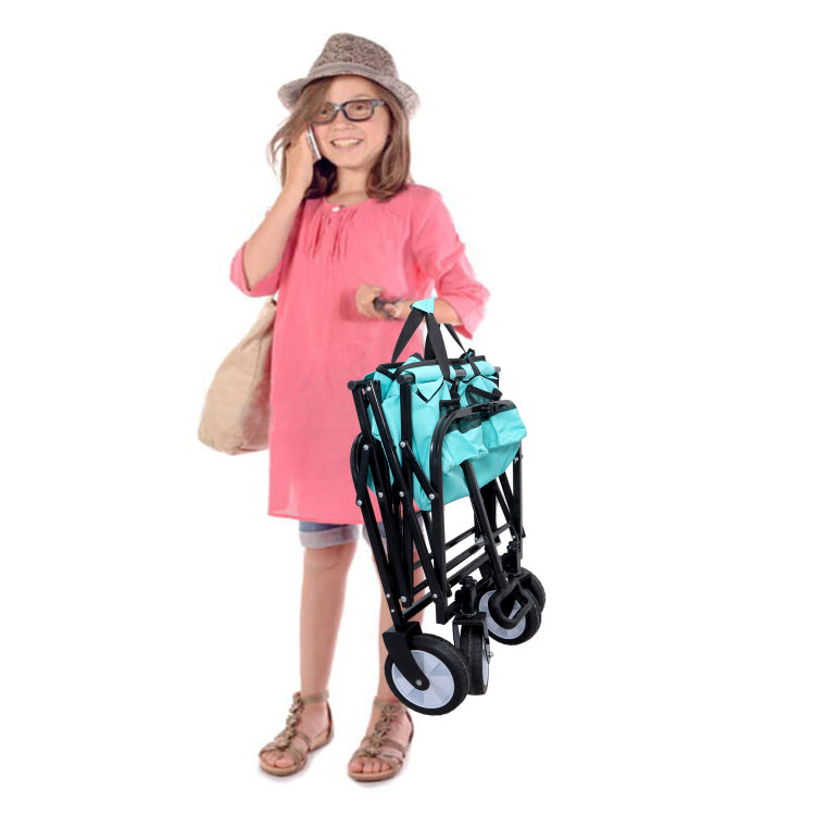 Minimeetall Multi Use Bag,Collapsible Foldable Wagon Cart Beach Wagon Heavy Duty Utility Cart Utility Wagon Grocery Cart For For Camping 3Pcs Plastic Liner Bag Cover , Blue