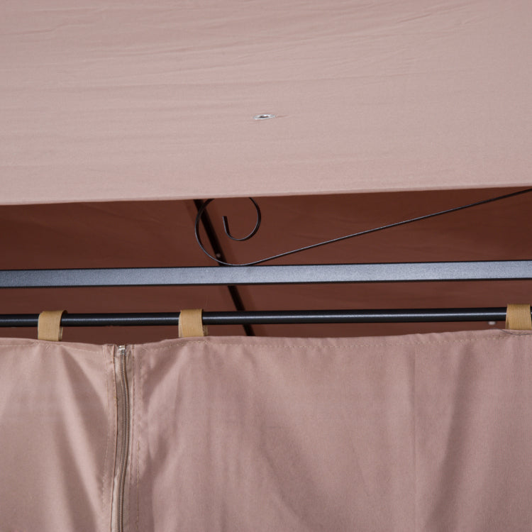 Outsunny 10' X 13' Patio Gazebo, Outdoor Gazebo Canopy Shelter With Curtains, Vented Roof, Steel Frame For Garden, Lawn, Backyard And Deck, Khaki