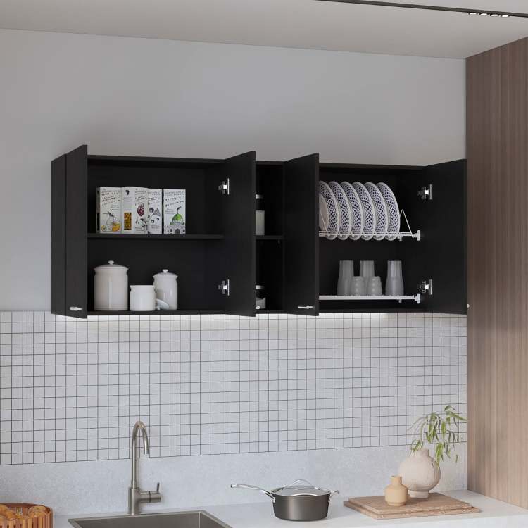 59 Inch Four Swing Doors Wall Cabinet Wenge