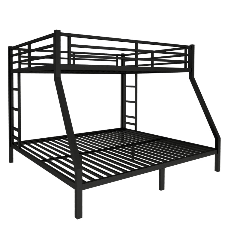 Metal Queen Over King Bunk Bed For Teens And Adults,Space Saving Noise Reduced No Box Spring Needed, Black