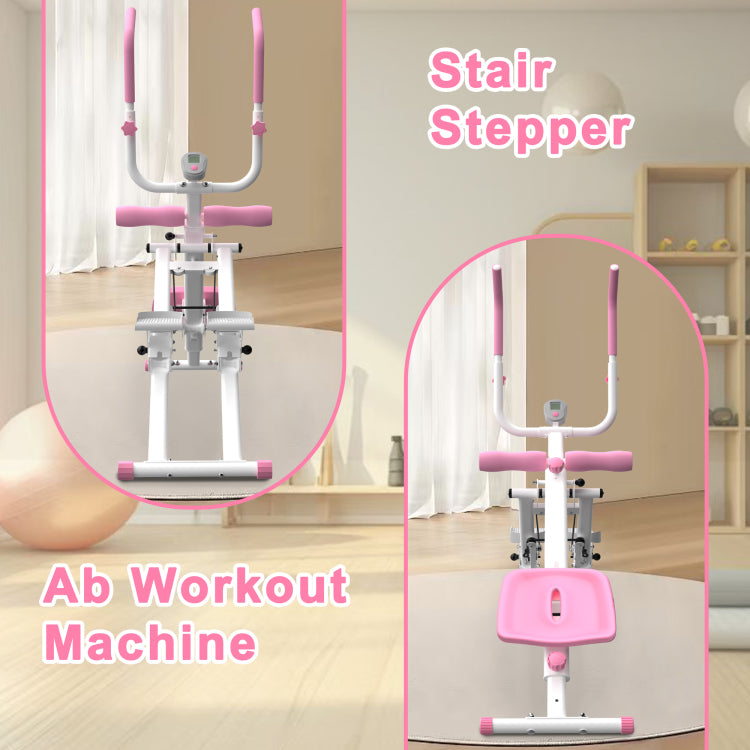 Multifunctional 2 In 1 Stair Stepper And Ab Workout Machine Pink
