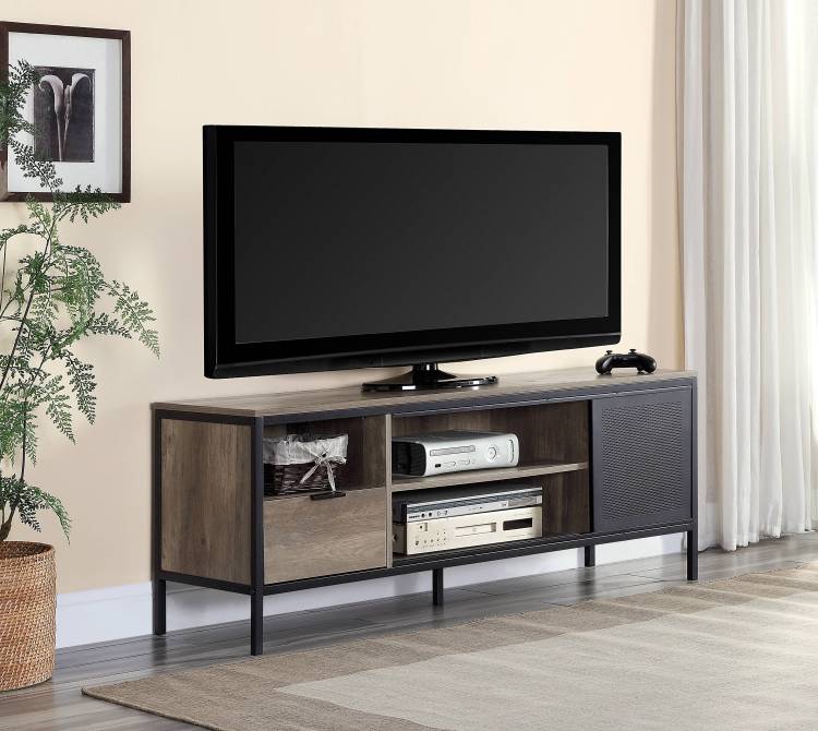 Nantan Rustic Oak & Black Finish Tv Stand