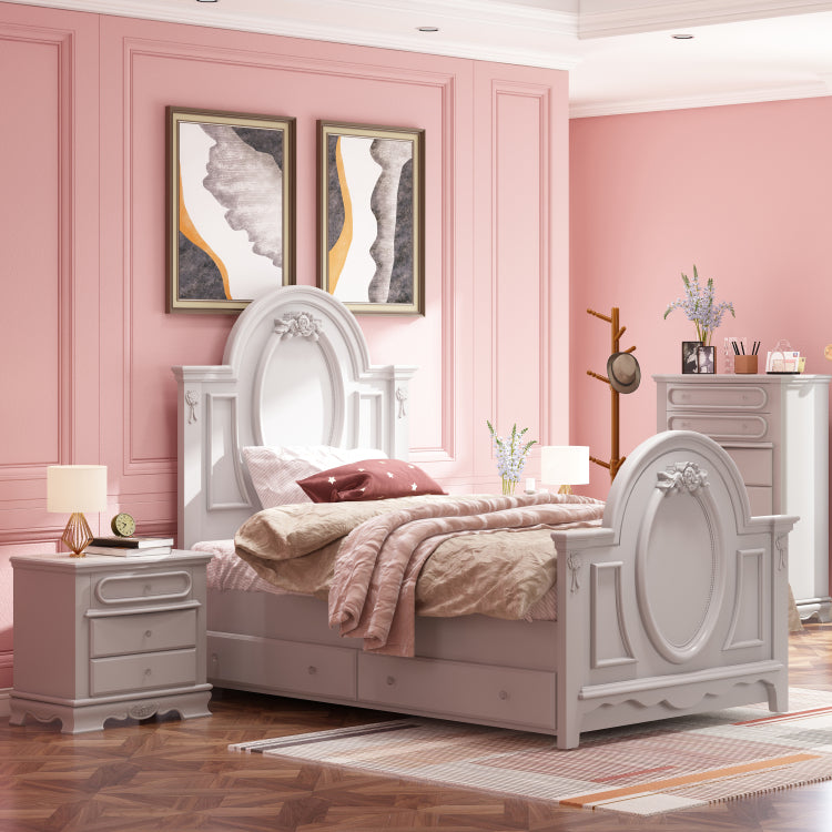 Grey 3 Drawer Nightstand