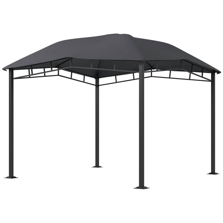 Outsunny 10' X 10' Soft Top Patio Gazebo Outdoor Canopy With Unique Geometric Design Roof, All Weather Steel Frame, Gray