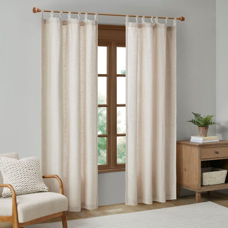 Faux Linen Tab Top Fleece Lined Curtain Panel Only 1 Pc Panel