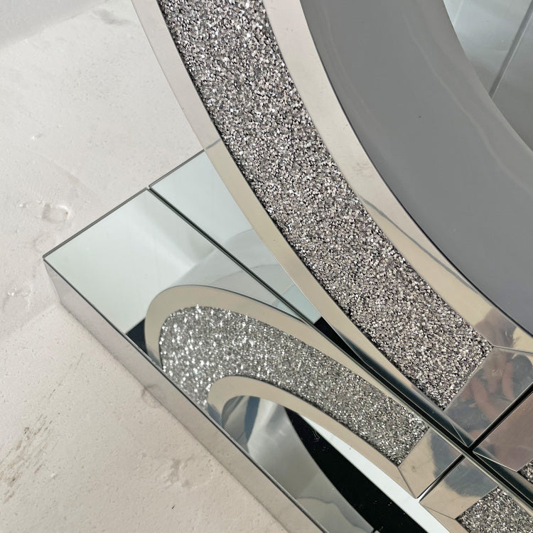 O Shaped Mirror Console Table With Crystal Hallway Entry Home D Cor, Handicrafts Mirror Table For Living Room,Mirror Glass Table For Room