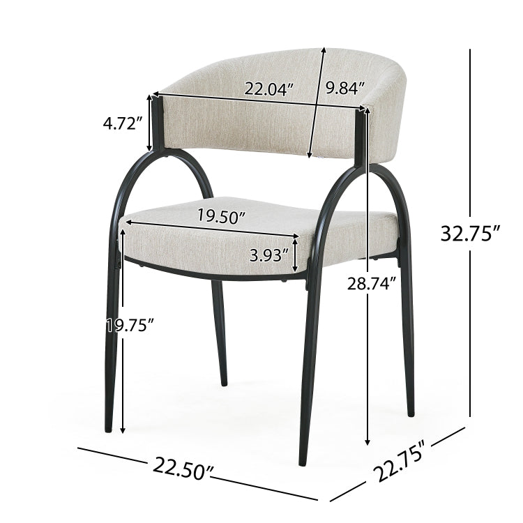Upholstered Dining Chairs With Metal Legs Set Of 2 ,Beige