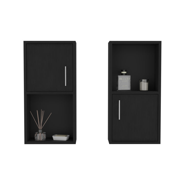Wall Mounted Bathroom Medicine Cabinet Eak 24" H, Two Doors, Two Shelves,Black
