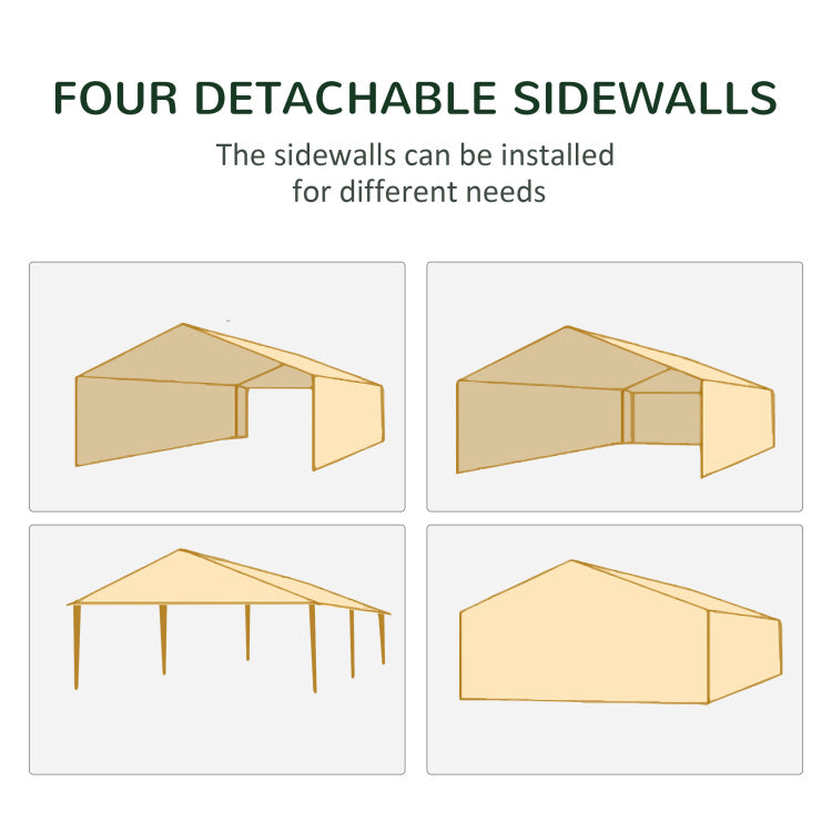 Outsunny 10' X 20' Party Tent, Outdoor Wedding Canopy & Gazebo With 6 Removable Sidewalls, Shade Shelter For Events, Bbqs, White