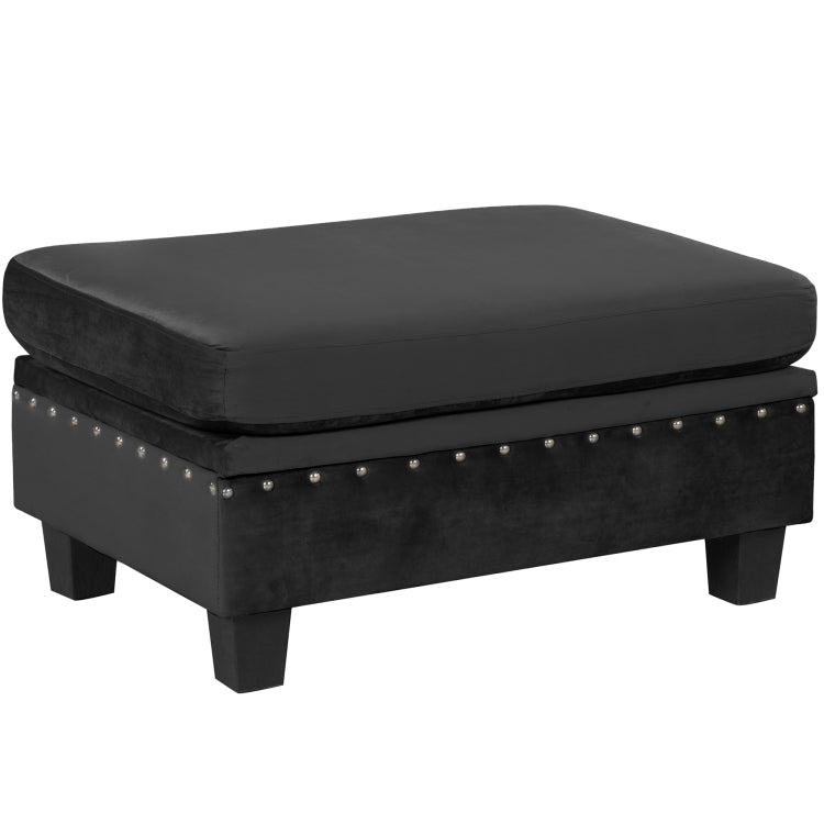 105" Modern Sectional Sofa With Storage Ottoman, L Shape Couch With 2 Pillows And Cup Holders,Sectional Sofa With Reversible Chaise For Living Room, Black