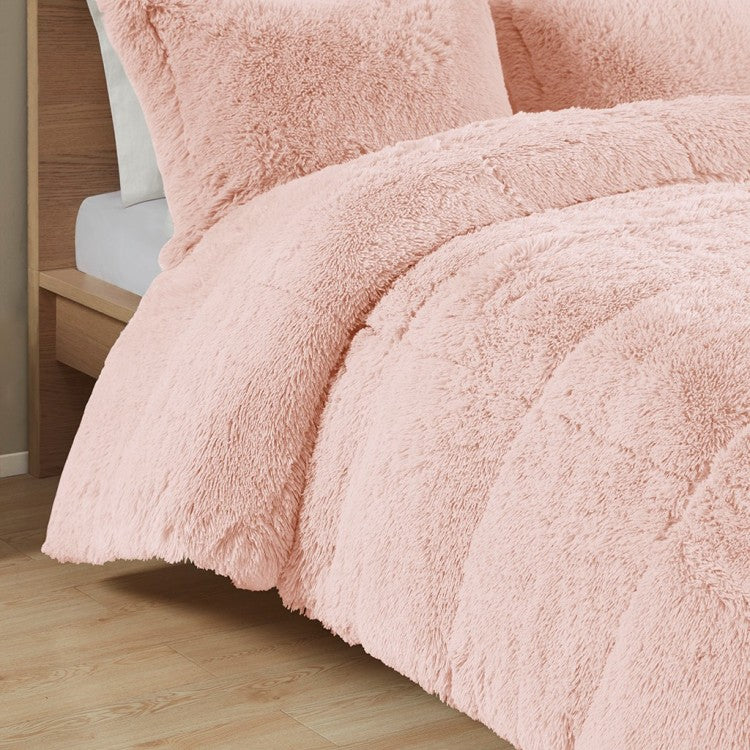 Full Queen Shaggy Long Fur Comforter Mini Set