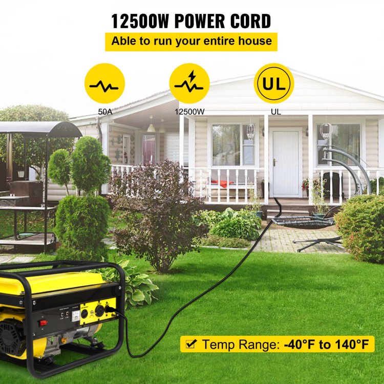 25Ft 50Amp Generator Extension Cord 6 Gauge Stw 6 3 8 1 Generator Cord Generator Power Cord N14 50P To Bare Wire Cut Wire Cord Extension Power Cord Rv Motor Home Generator Portable