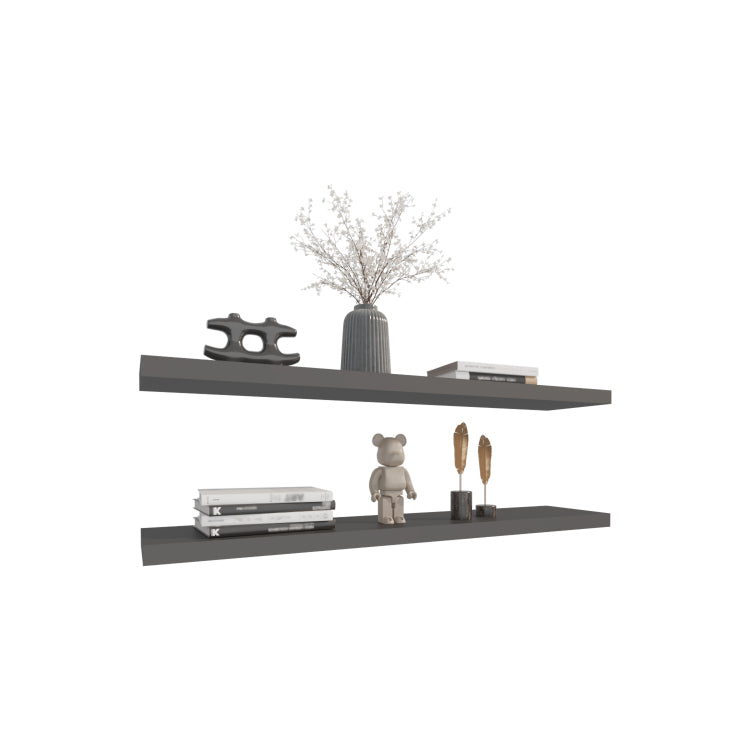 Floating Shelves 1.50" H, With 2 Shelf, Matt Gray