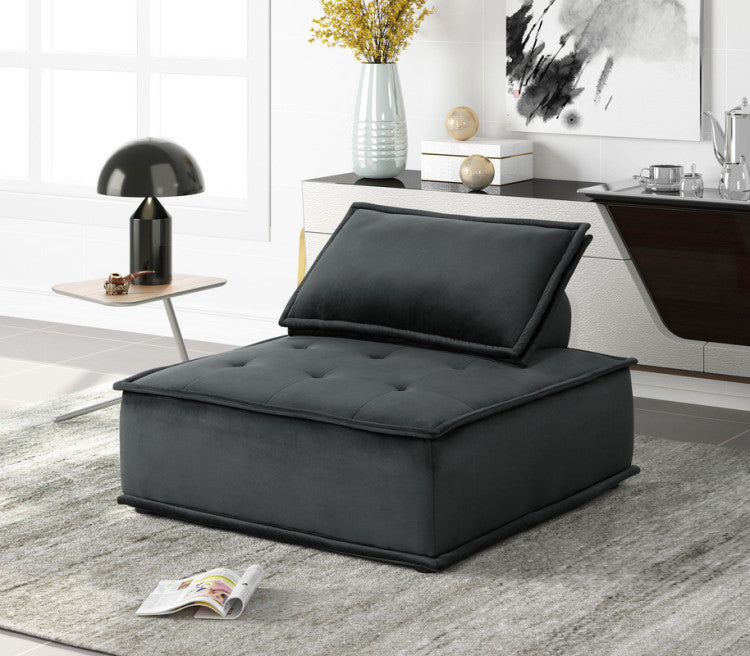 Aveline 40"W Black Velvet Set Of 2 Armless Lounge Chair