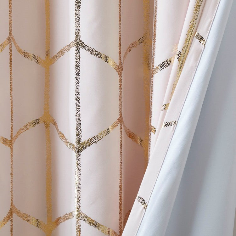 Total Blackout Metallic Print Grommet Top Curtain Panel Only 1 Pc Panel