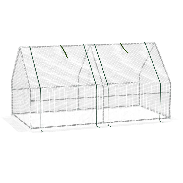 Outsunny 6' X 3' X 3' Portable Mini Greenhouse Outdoor Garden With Large Zipper Doors And Water Uv Pe Cover, White