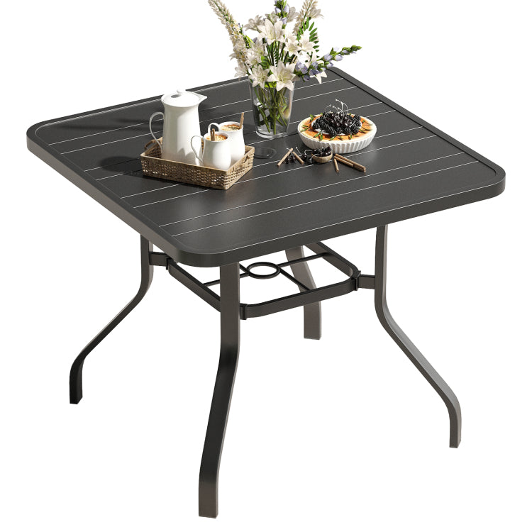 Patio Dining Table 35"X35", Square Outdoor Dining Table With 1.57" Umbrella Hole, Metal Outdoor Furniture For Patio, Graden, Backyard And Poolside, Weather Resistant