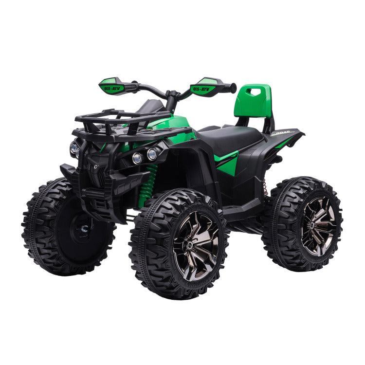 Aosom 12V Kids 4 Wheeler, Ride On Atv For Kids With Music, Realistic Headlights & Wide Wheels, Toddler Quad For Boys And Girls, Green