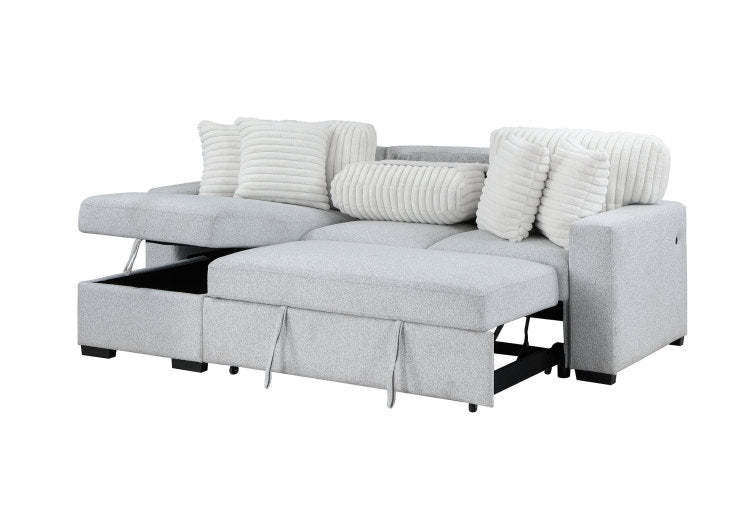Ford Light Grey White Reversible Pull Out Sofa Bed