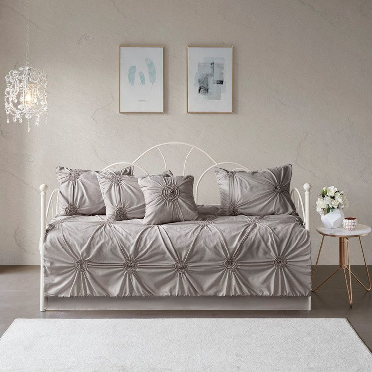 6 Piece Reversible Daybed Cover Set Dark Gray Daybed
