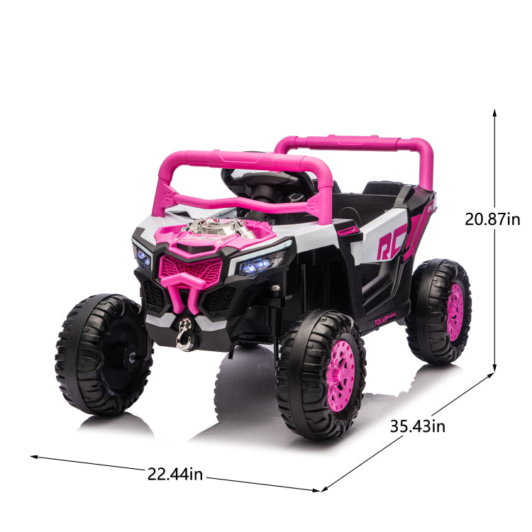 12V Kids Ride On Electric Utv W 2.4G Parents Control,Slow Start&Swing Function,Anti Slip Wheels With Front Shock Absorbers,Led Lights,Built In Music Player,Long Lasting Battery,For Kids Aged 3 5